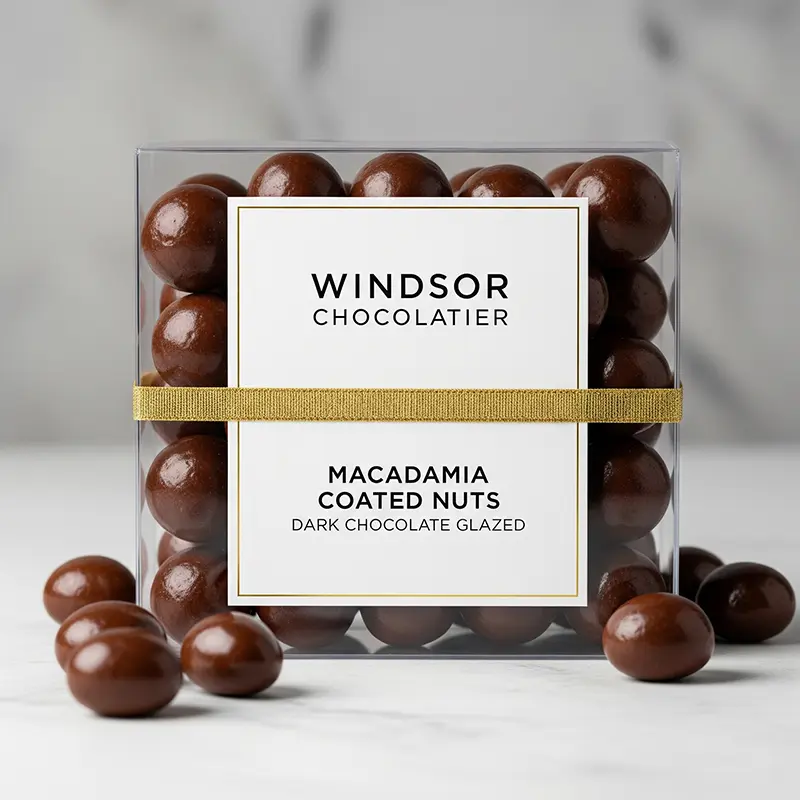 macadamia coated nuts dark chocolate glazed