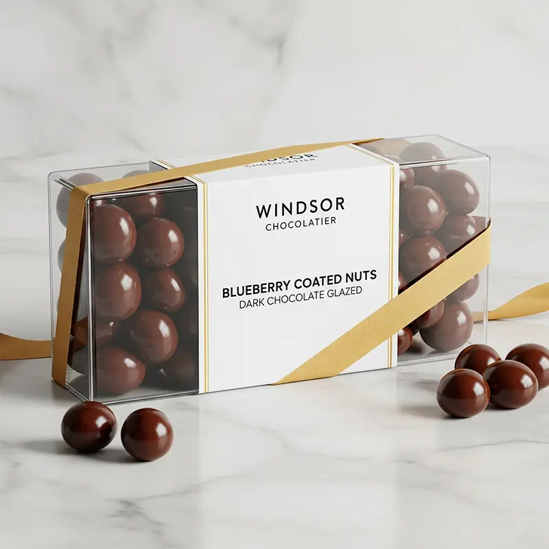 blueberry coated nuts dark chocolate glazed