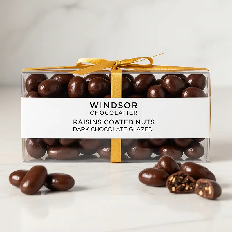 raisins coated nuts dark chocolate glazed