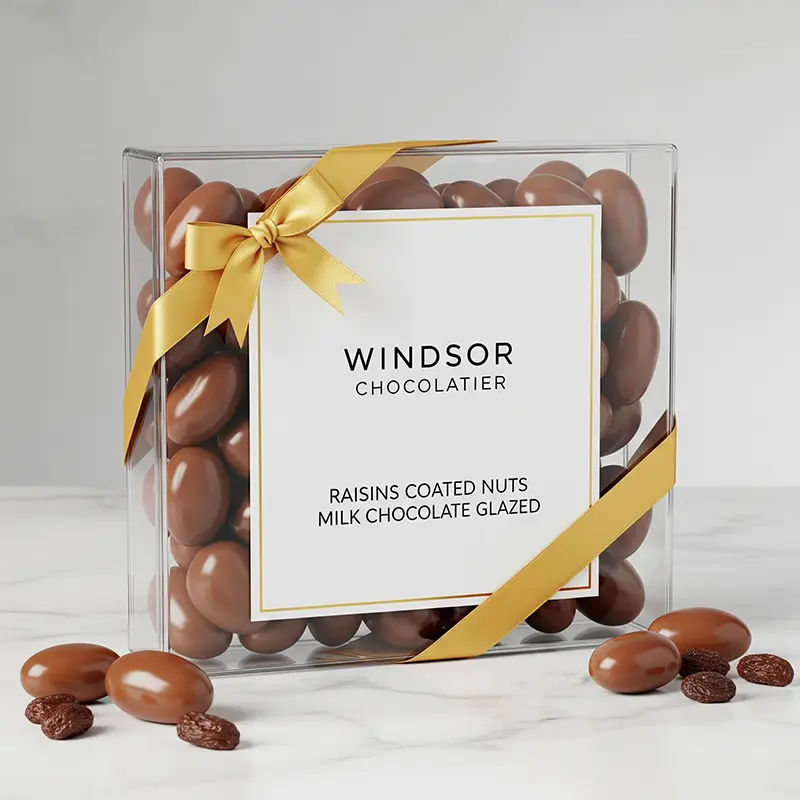 raisins coated nuts milk chocolate glazed