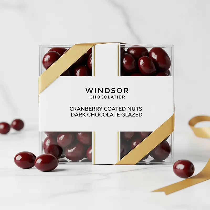 cranberry coated nuts  dark chocolate glazed